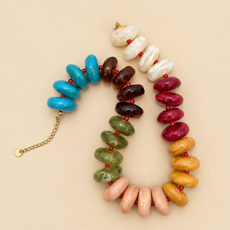 Chunk Resin Multi Colored Statement Necklace