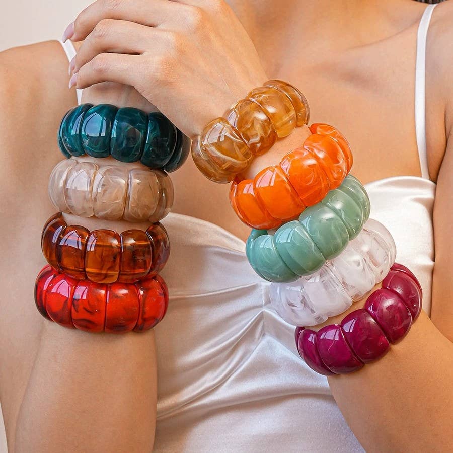 Color-Block Acrylic Stretch Cord Bracelet