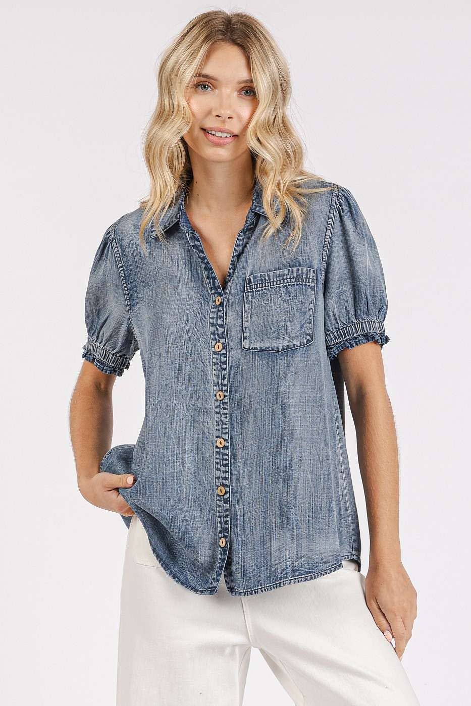 Washed Chambray Top