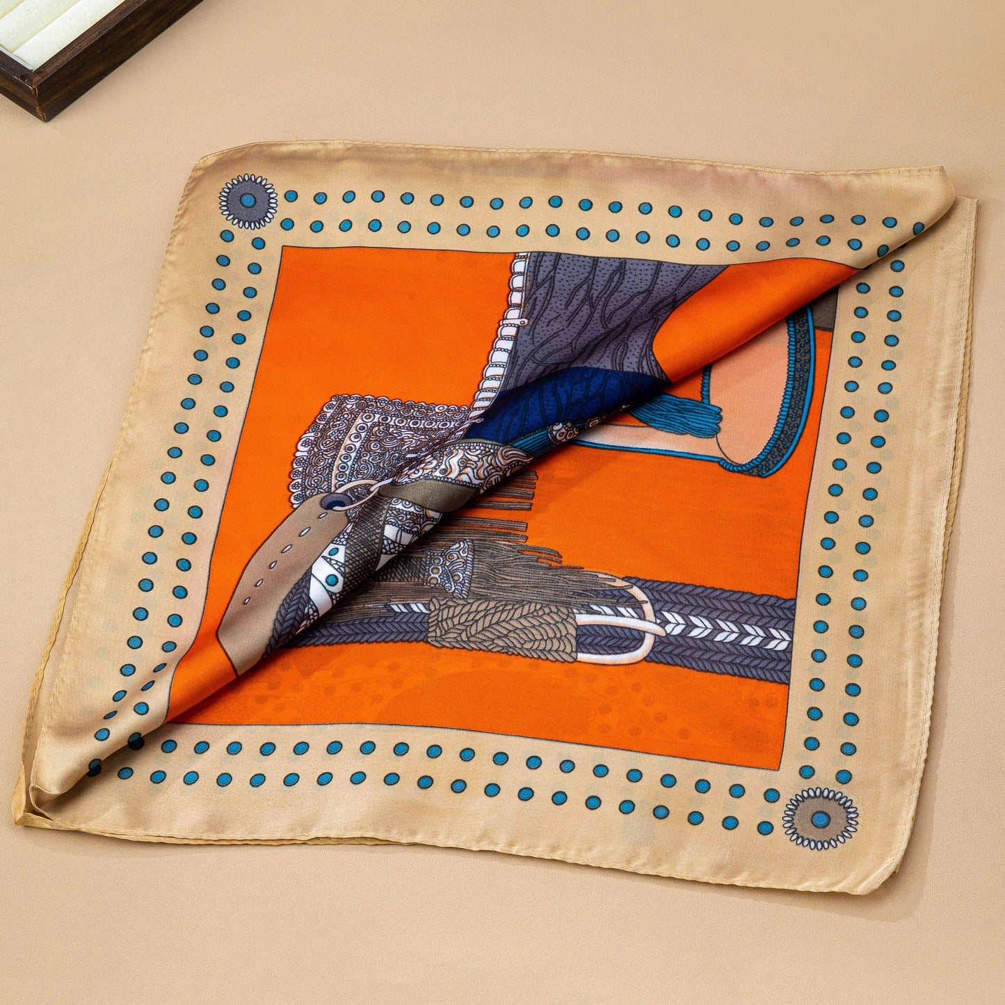 Equestrian Horse Saddle & Stirrup Printed Scarf