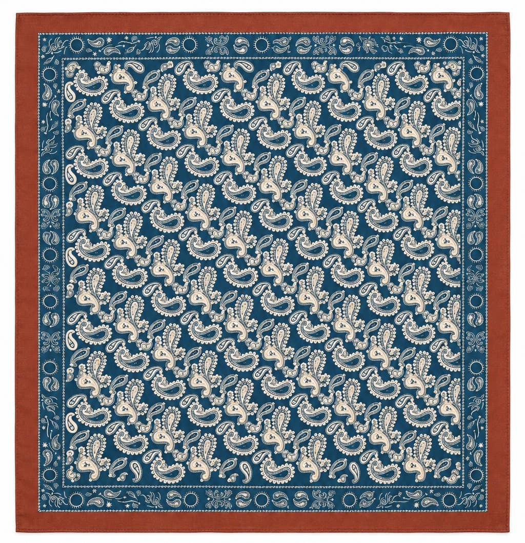 Classic Paisley & Celestial Border Printed Scarf