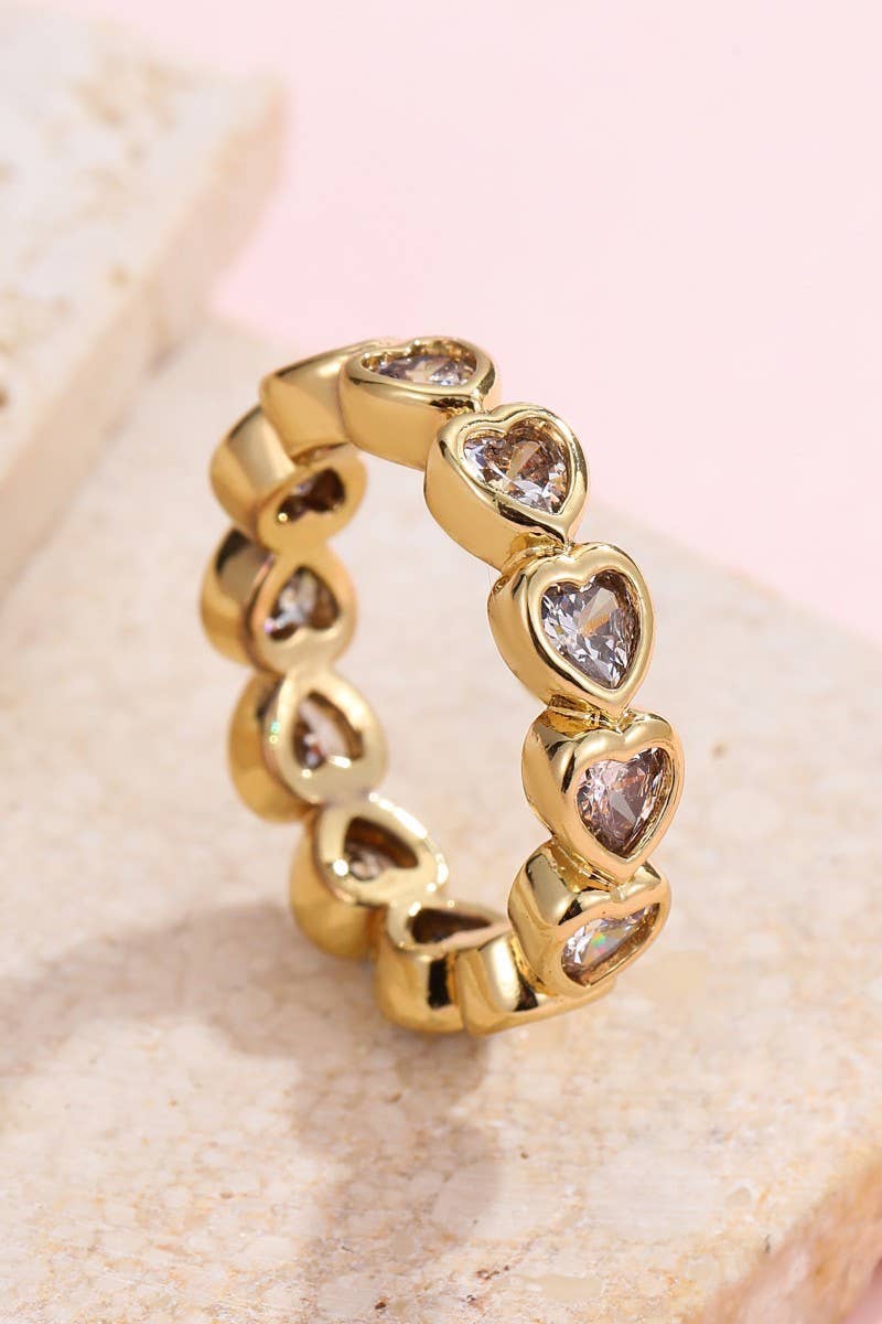 Gold Rhinestone Multi-Shape Eternity Stack Rings