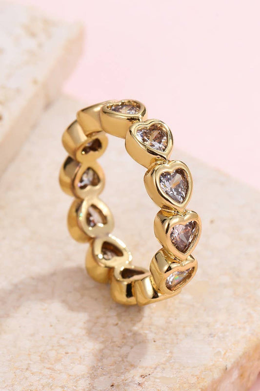 Gold Rhinestone Multi-Shape Eternity Stack Rings