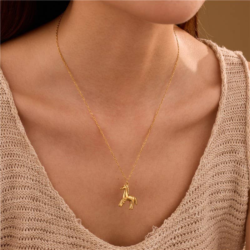 Stainless Steel Ridge Horse Necklace