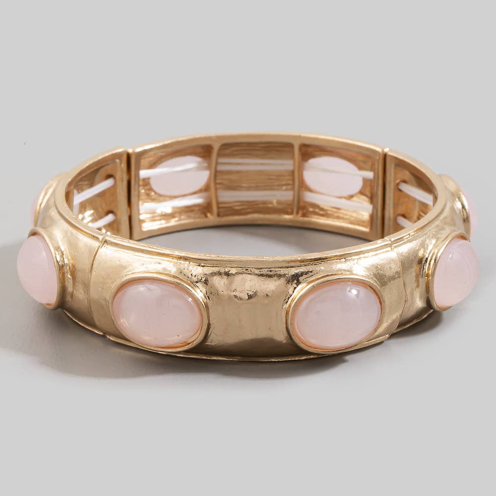 Oval Cabochon Stone Stretch Bangle Bracelet
