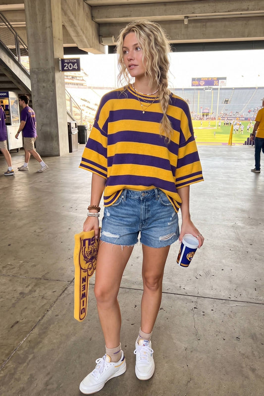 Gameday Stripe Knit Oversized Top