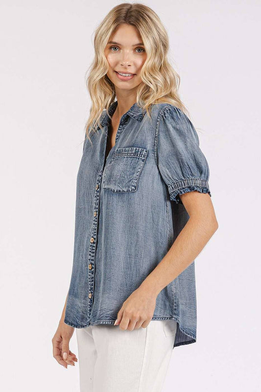 Washed Chambray Top