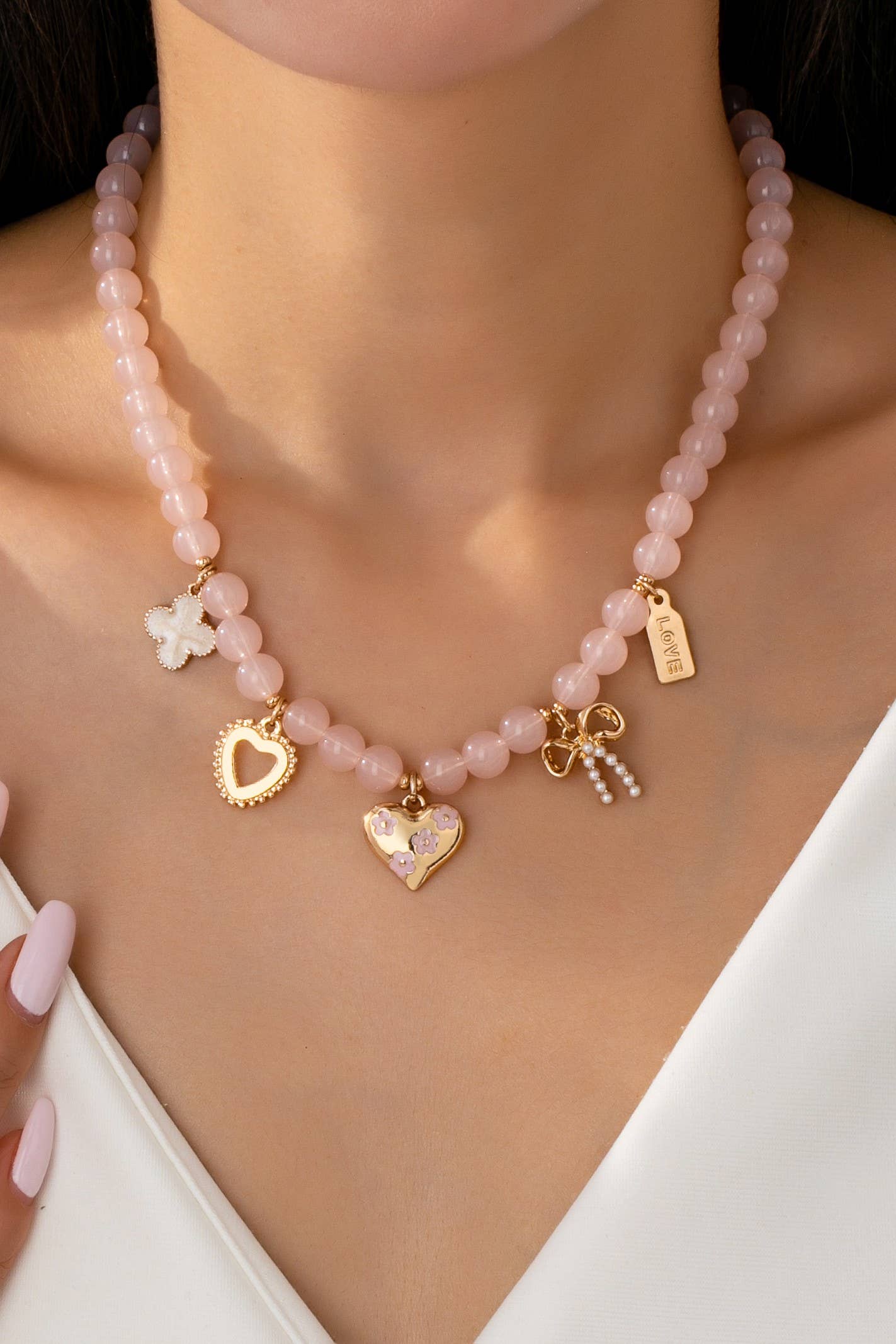 Beaded Chain Charm Necklace