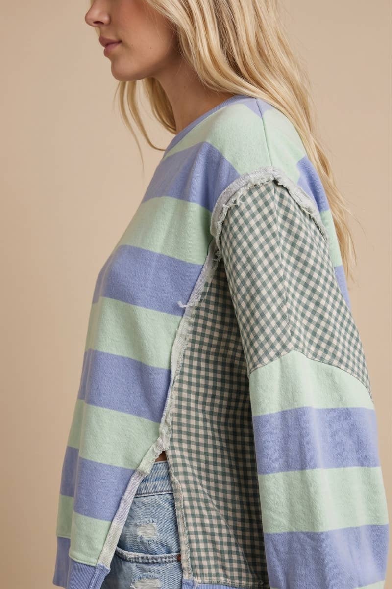 Mixed Print Deconstructed Pullover