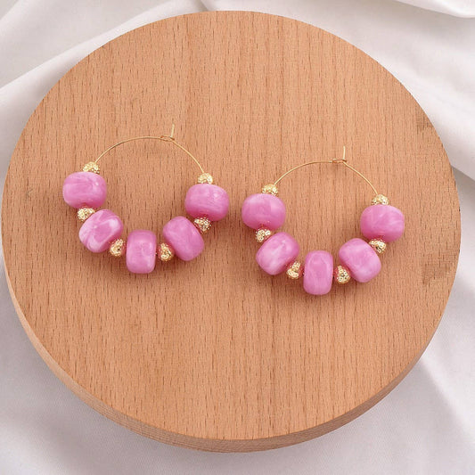 Boho Resin Beaded Hoop Earrings