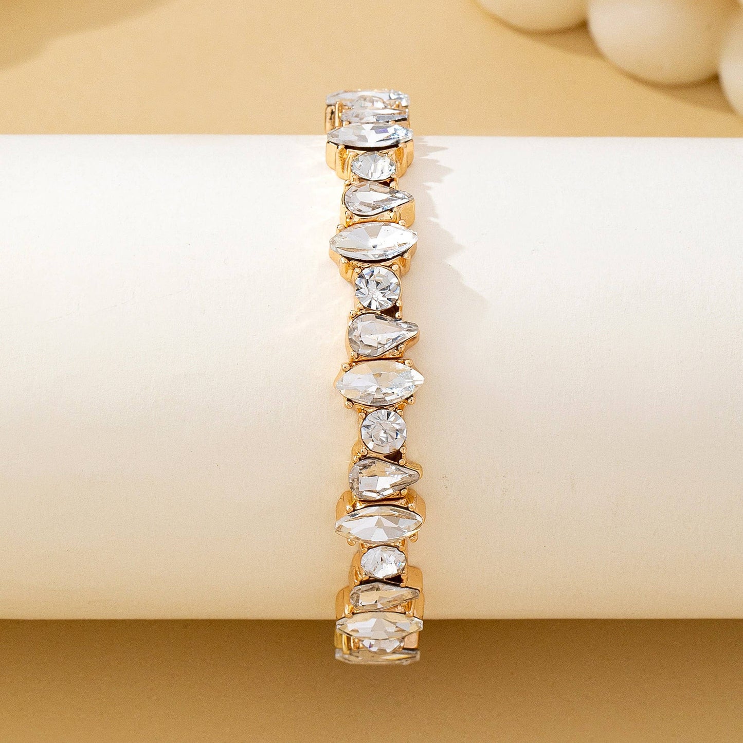 Crystal Gold-Tone Stretch Statement Bracelet