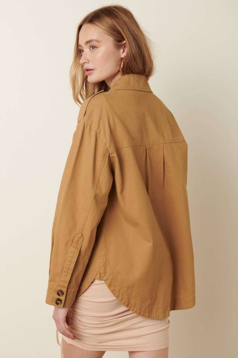 Chest Pocket Epaulet Utility Jacket-Bronze