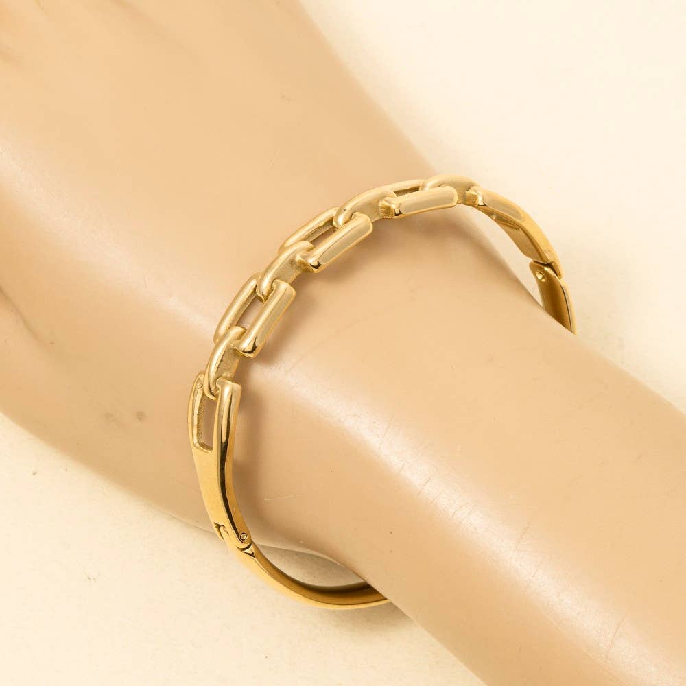 Stainless Steel Gold Plated Chain Link Bangle Bracelet
