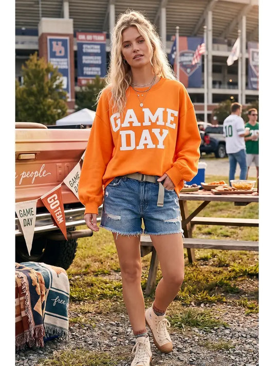 Varsity Game Day Sweatshirt Orange