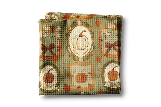 Pumpkin Botanical Floral Autumn Kitchen Towel Waffle