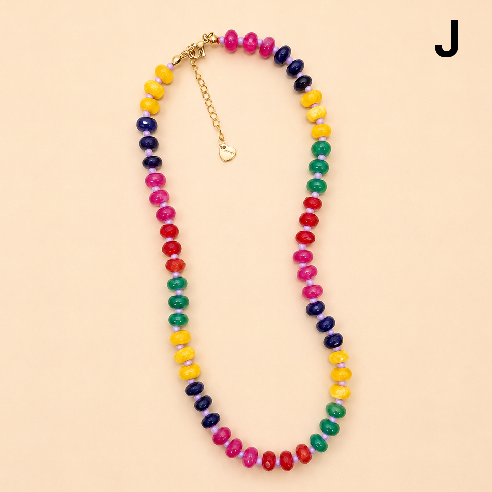 Natural Stone Semi-Precious Glass Mixed Necklace
