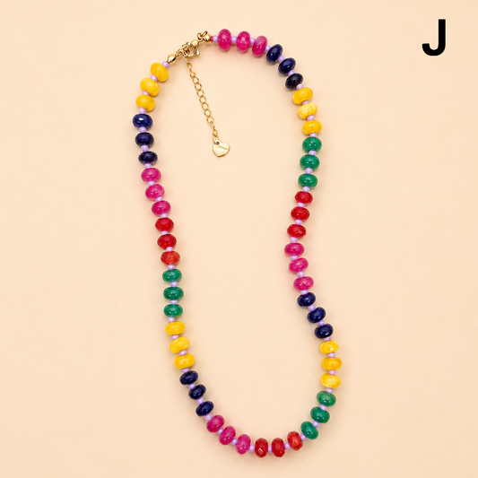 Natural Stone Semi-Precious Glass Mixed Necklace