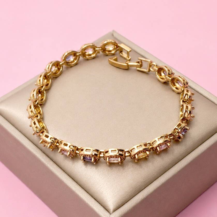 Multicolor Rainbow Crystal Halo Bracelet