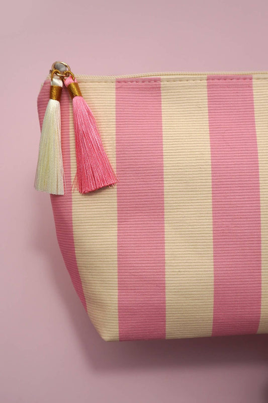 Striped Tassel Makeup Pouch