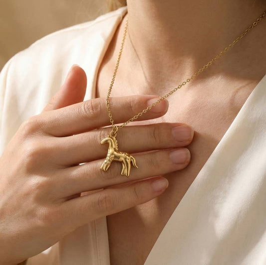 Stainless Steel Ridge Horse Necklace