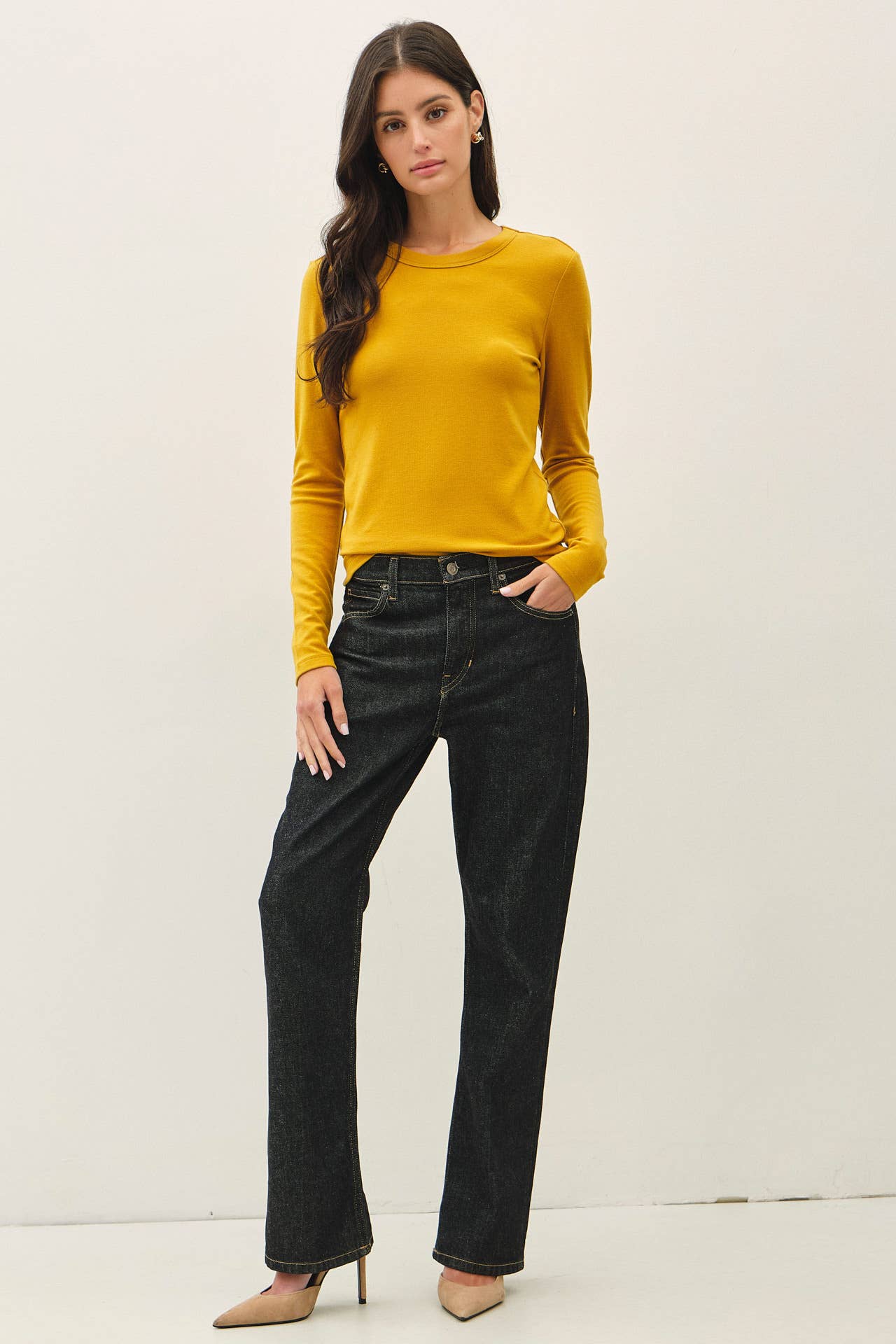 Basic Round Neck Long Sleeve Top