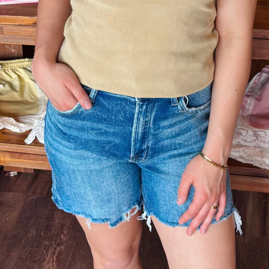 Vervet by Flying Monkey High Rise Boyfriend Shorts (Jayde)