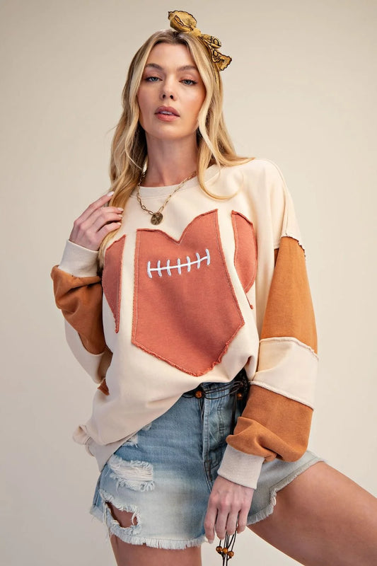Heart Game Day Patch Crewneck