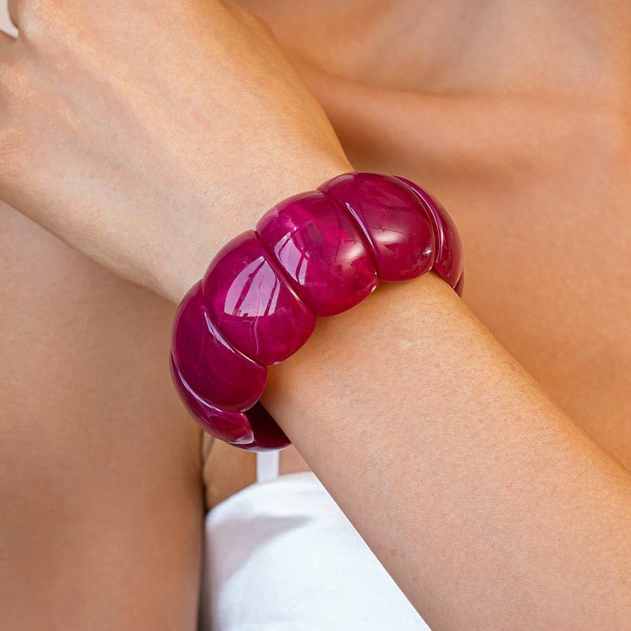 Color-Block Acrylic Stretch Cord Bracelet