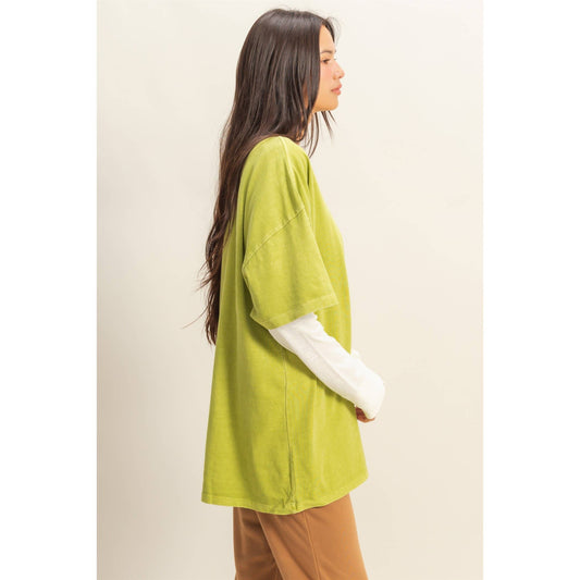 Lime Green Oversized Crew Neck Top