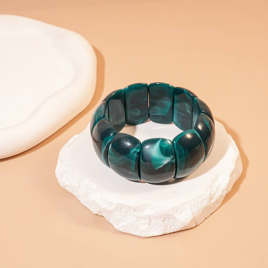Color-Block Acrylic Stretch Cord Bracelet