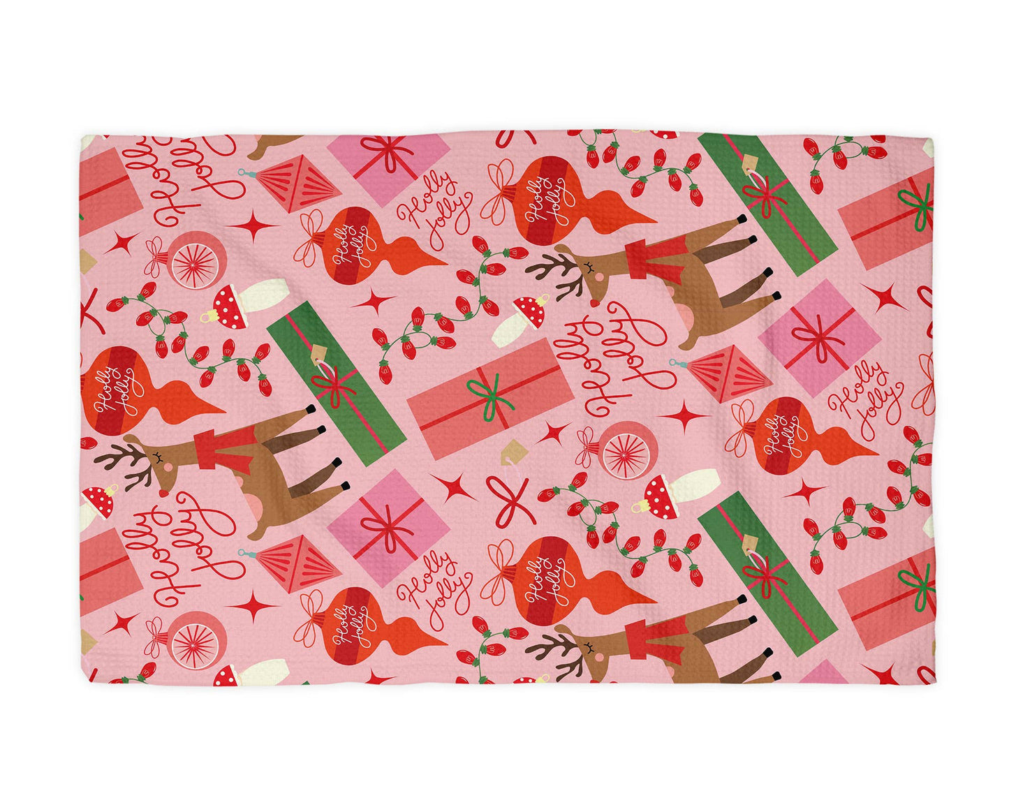 Christmas Retro Kitchen Tea Towel Waffle