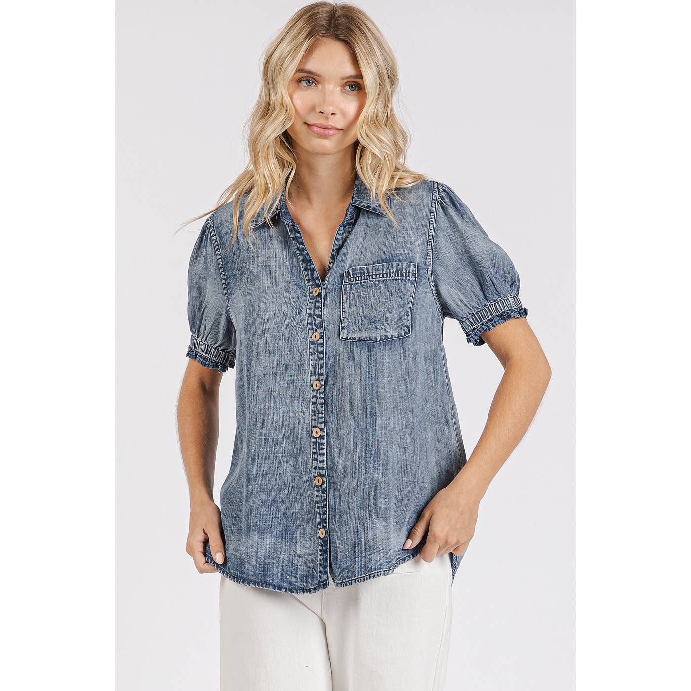 Washed Chambray Top