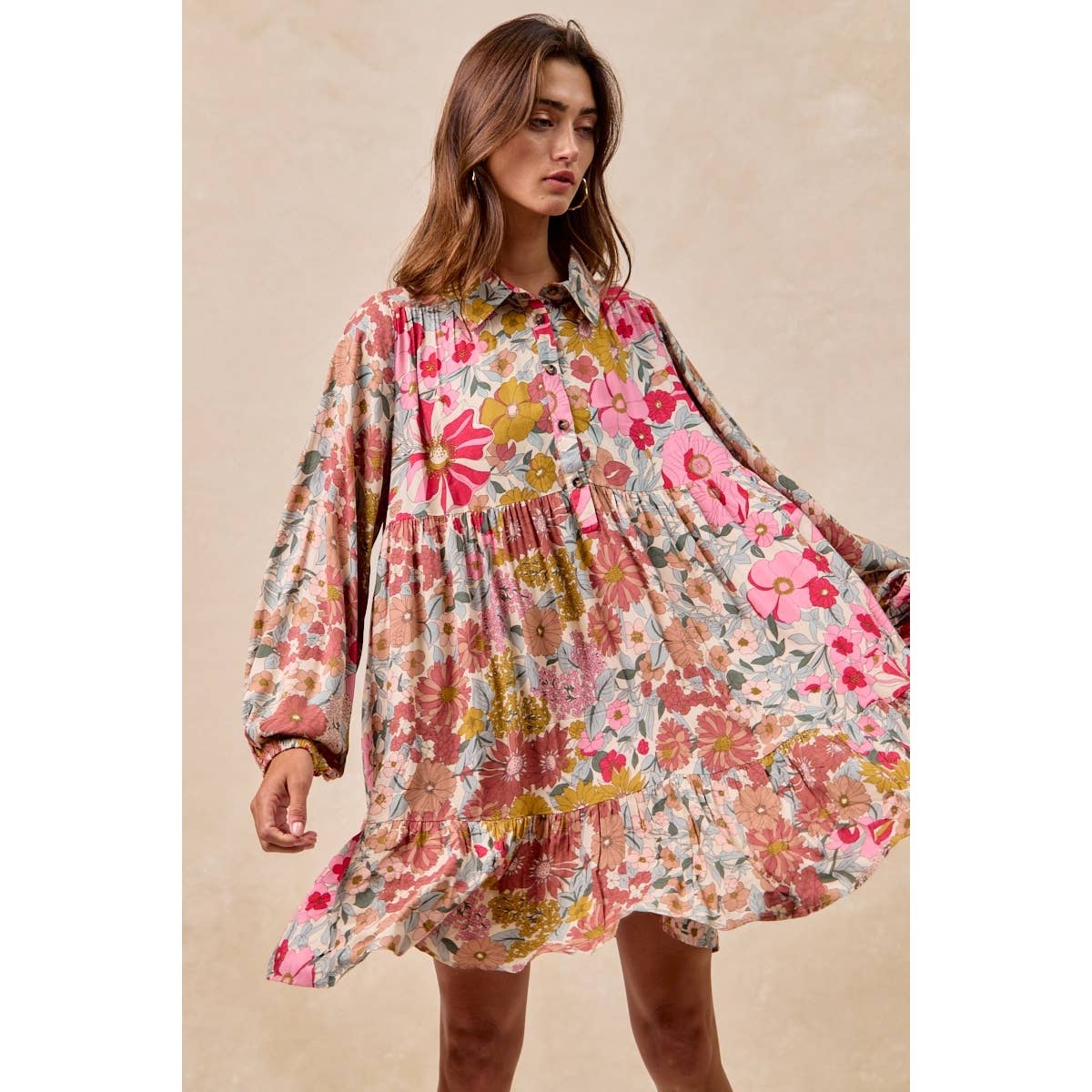 Floral Print Shirt Dress