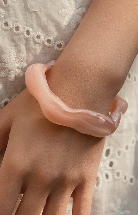 Acrylic Wavy Bamboo Design Cuff Bracelet