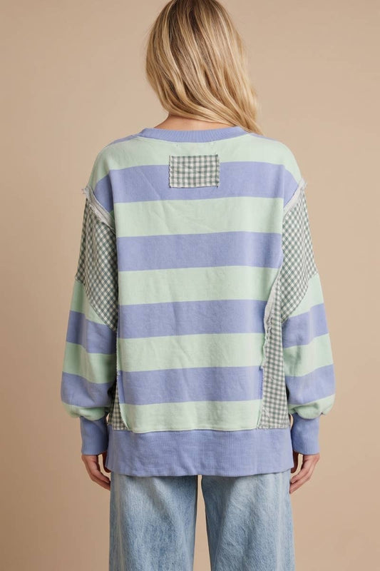Mixed Print Deconstructed Pullover