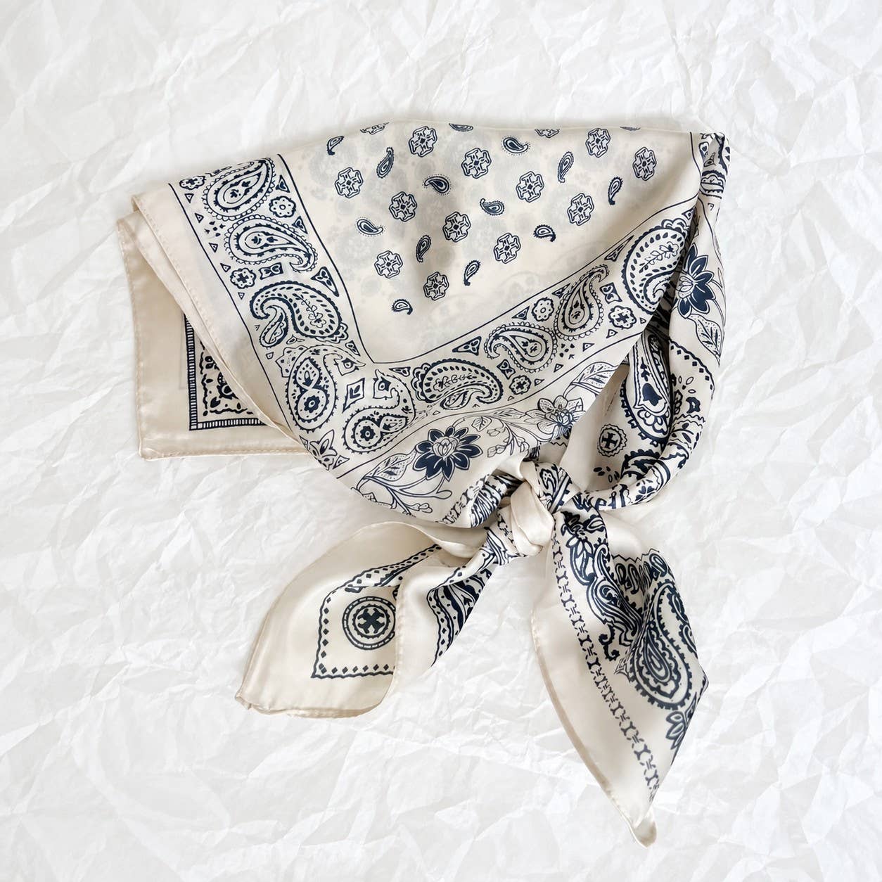 Four-Panel Paisley Bandana Print Square Scarf