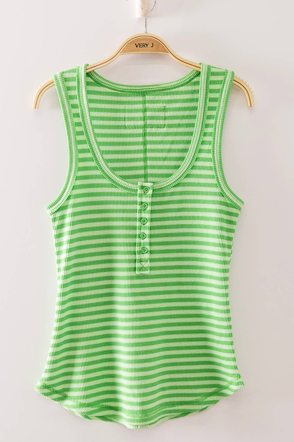 Striped Button Down Fitted Tank Top