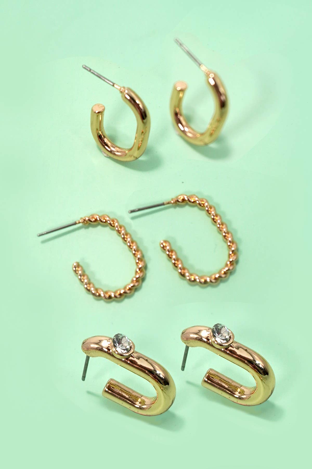 Trio Huggie Hoop Titanium Post Earrings