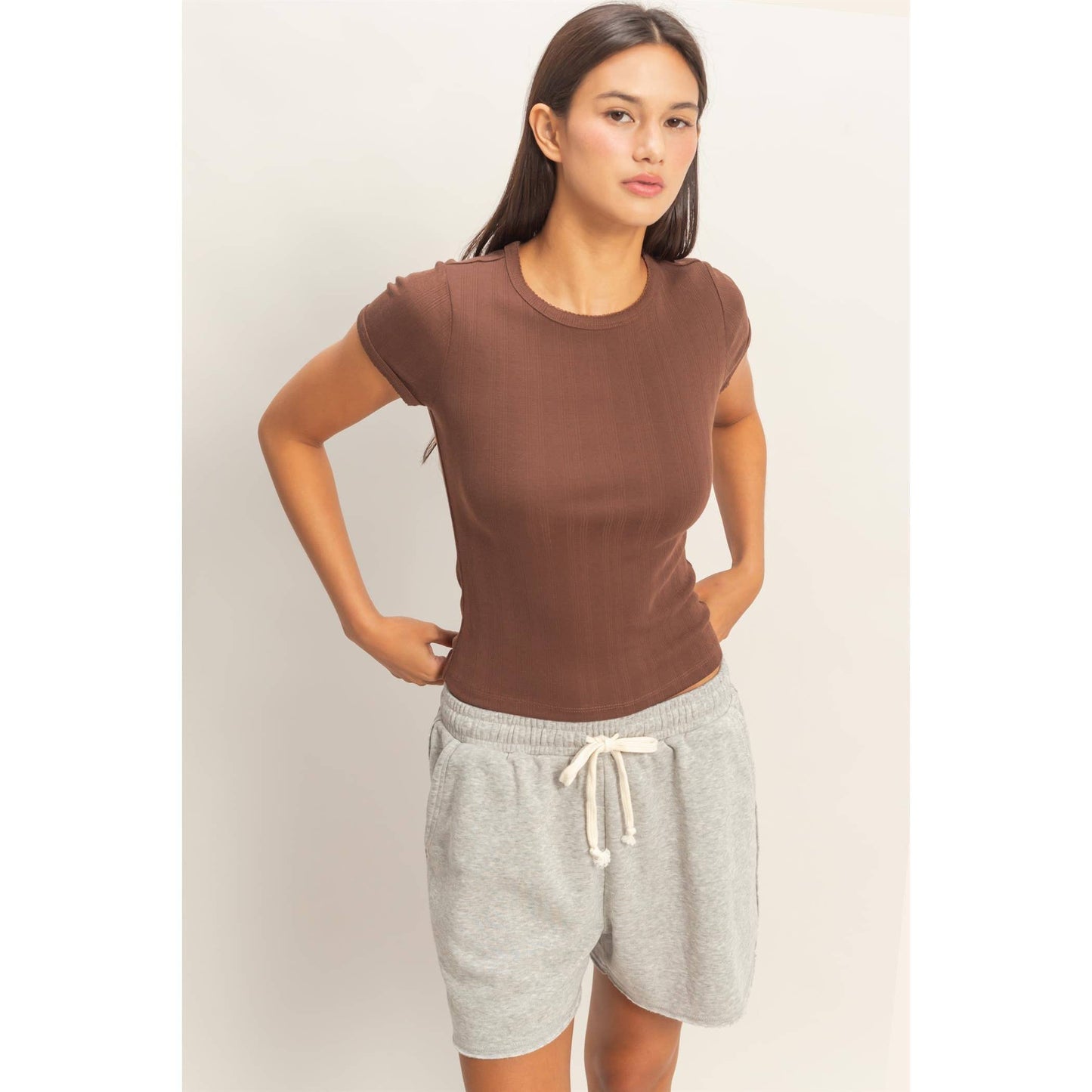 Pointelle Short Sleeve Top