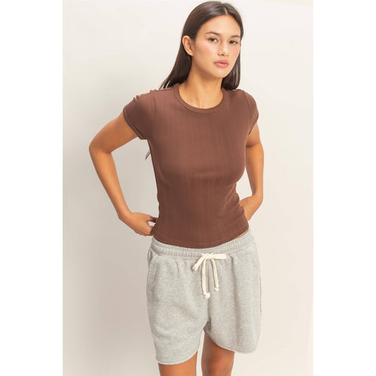 Pointelle Short Sleeve Top