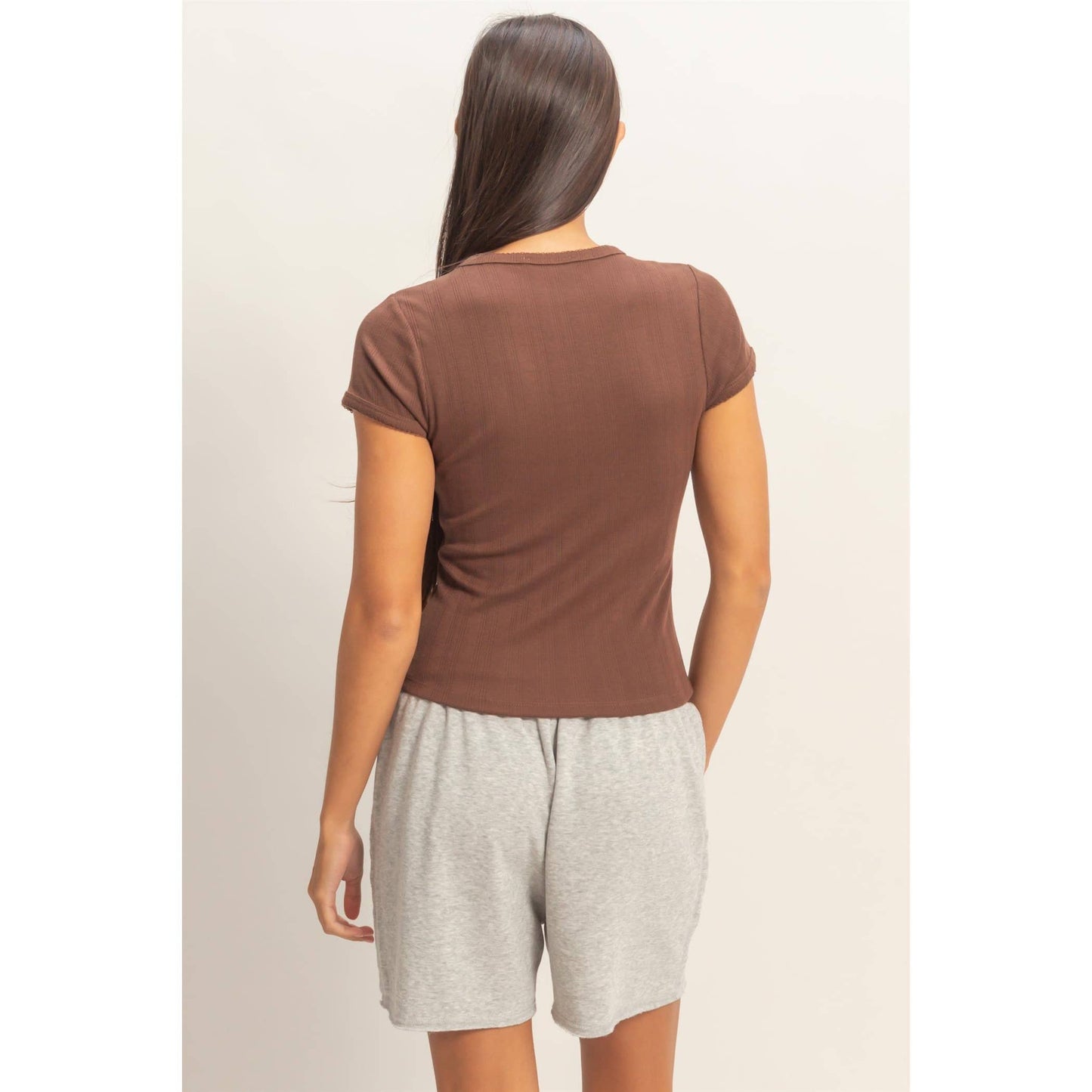 Pointelle Short Sleeve Top