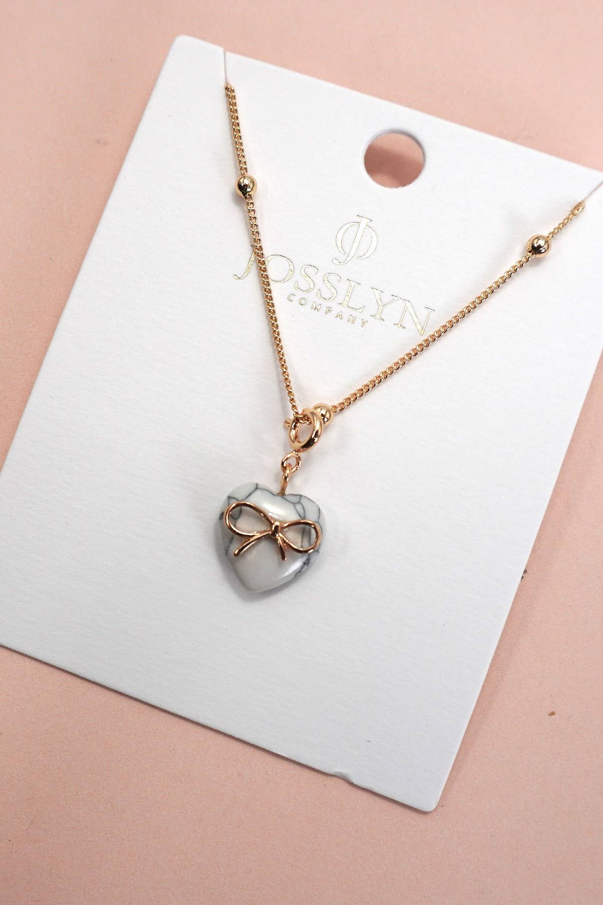 Bow Heart Ball Chain Necklace