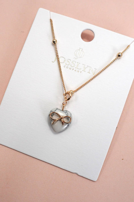Bow Heart Ball Chain Necklace