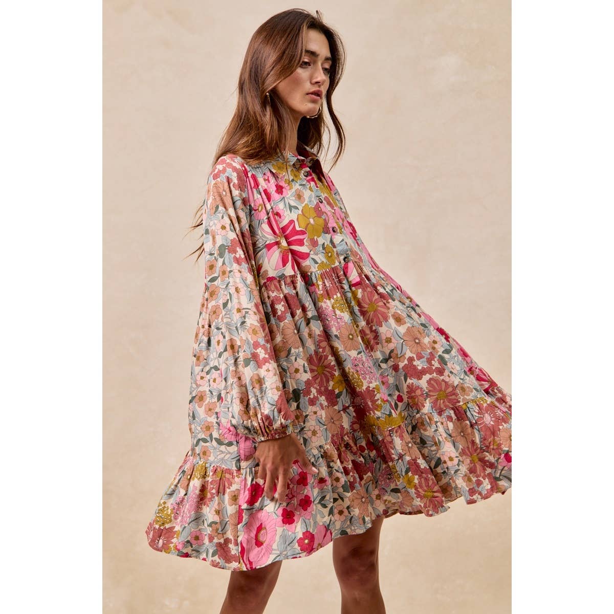 Floral Print Shirt Dress