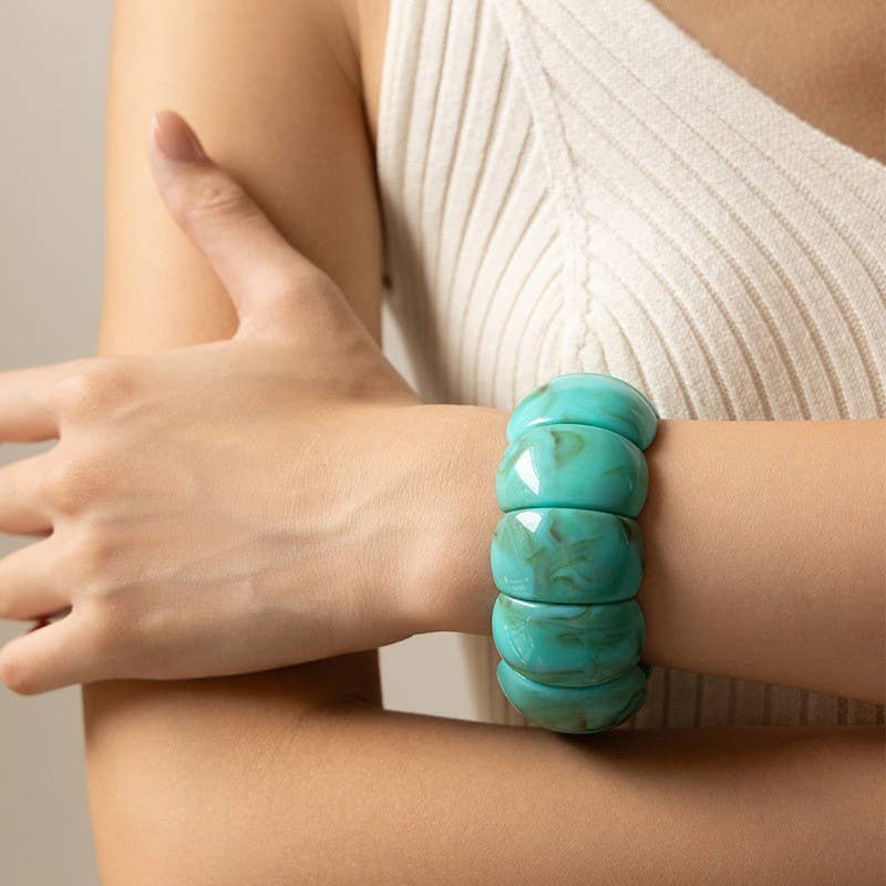 Color-Block Acrylic Stretch Cord Bracelet