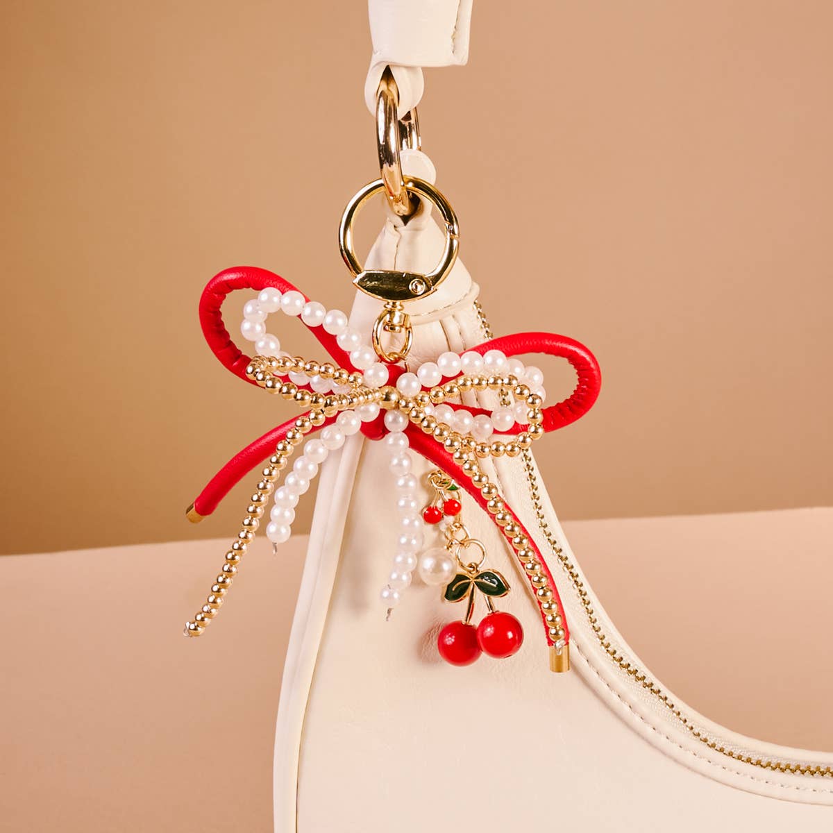 Layered Bows Bag Charm–Cherry Bliss