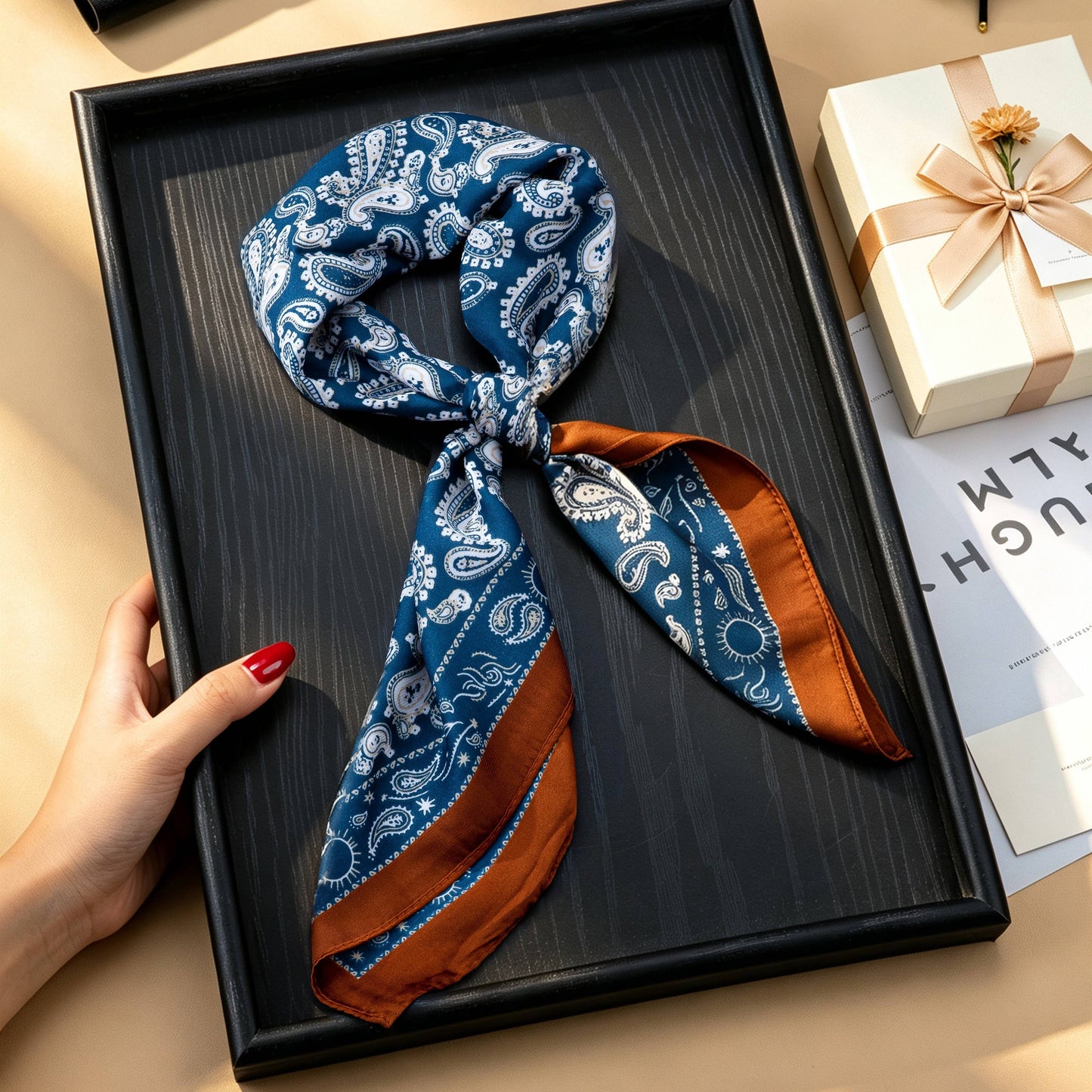 Classic Paisley & Celestial Border Printed Scarf