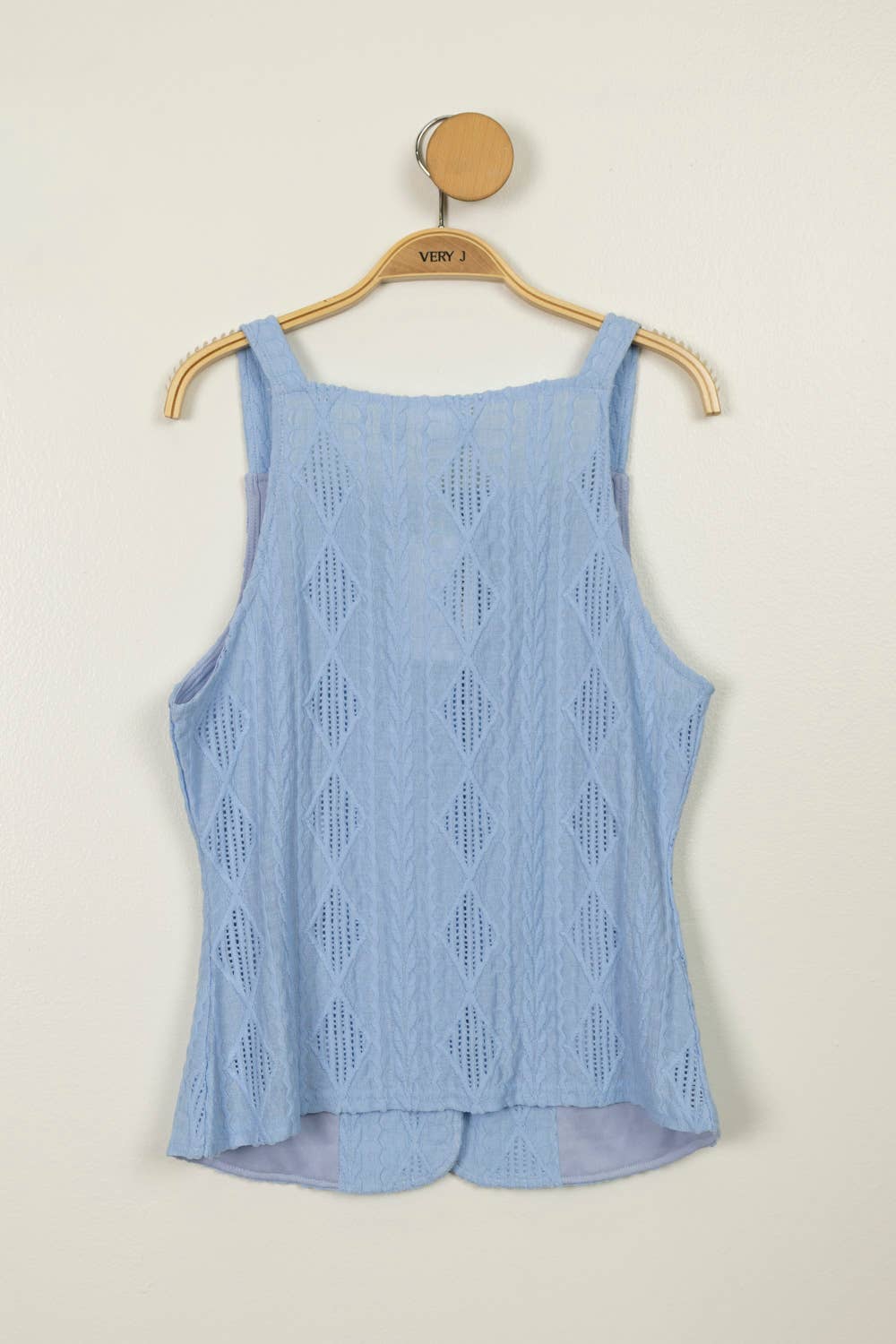 Textured Sleeveless Button Down Top