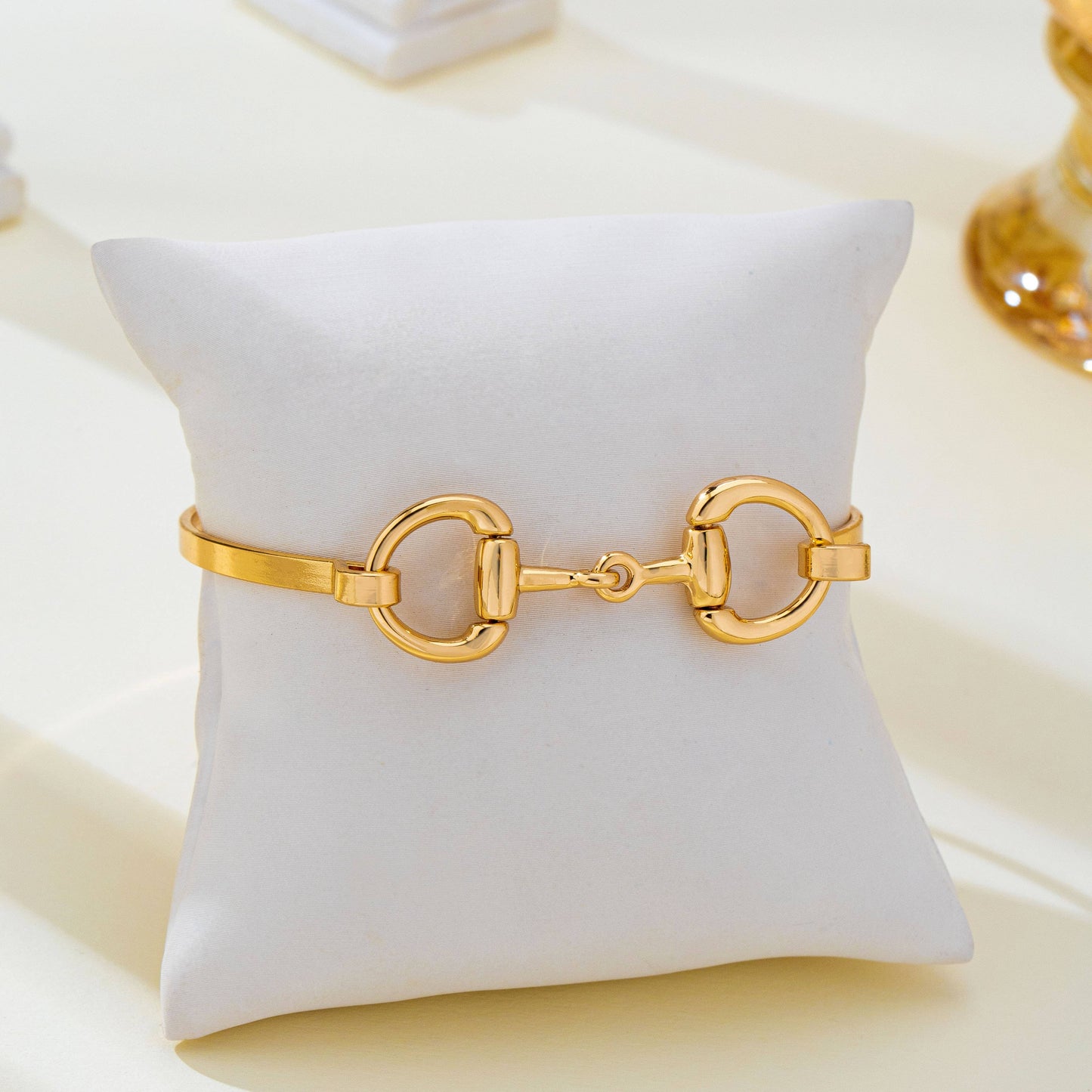 Horsebit Centerpiece Gold-Tone Bangle Bracelet