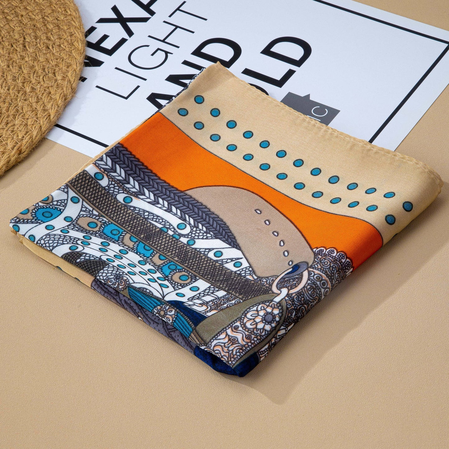 Equestrian Horse Saddle & Stirrup Printed Scarf
